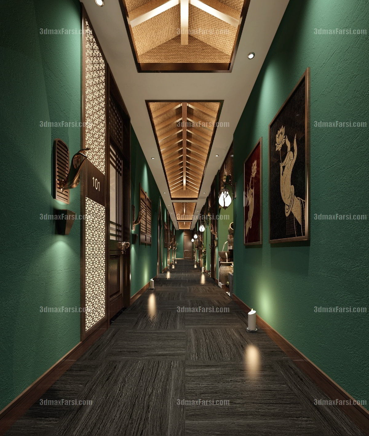 3D scene Corridor elevator interior 67