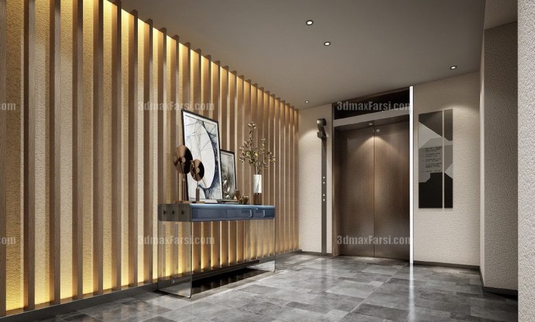 3D scene Corridor elevator interior 78