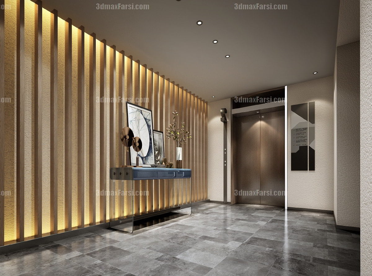 3D scene Corridor elevator interior 78