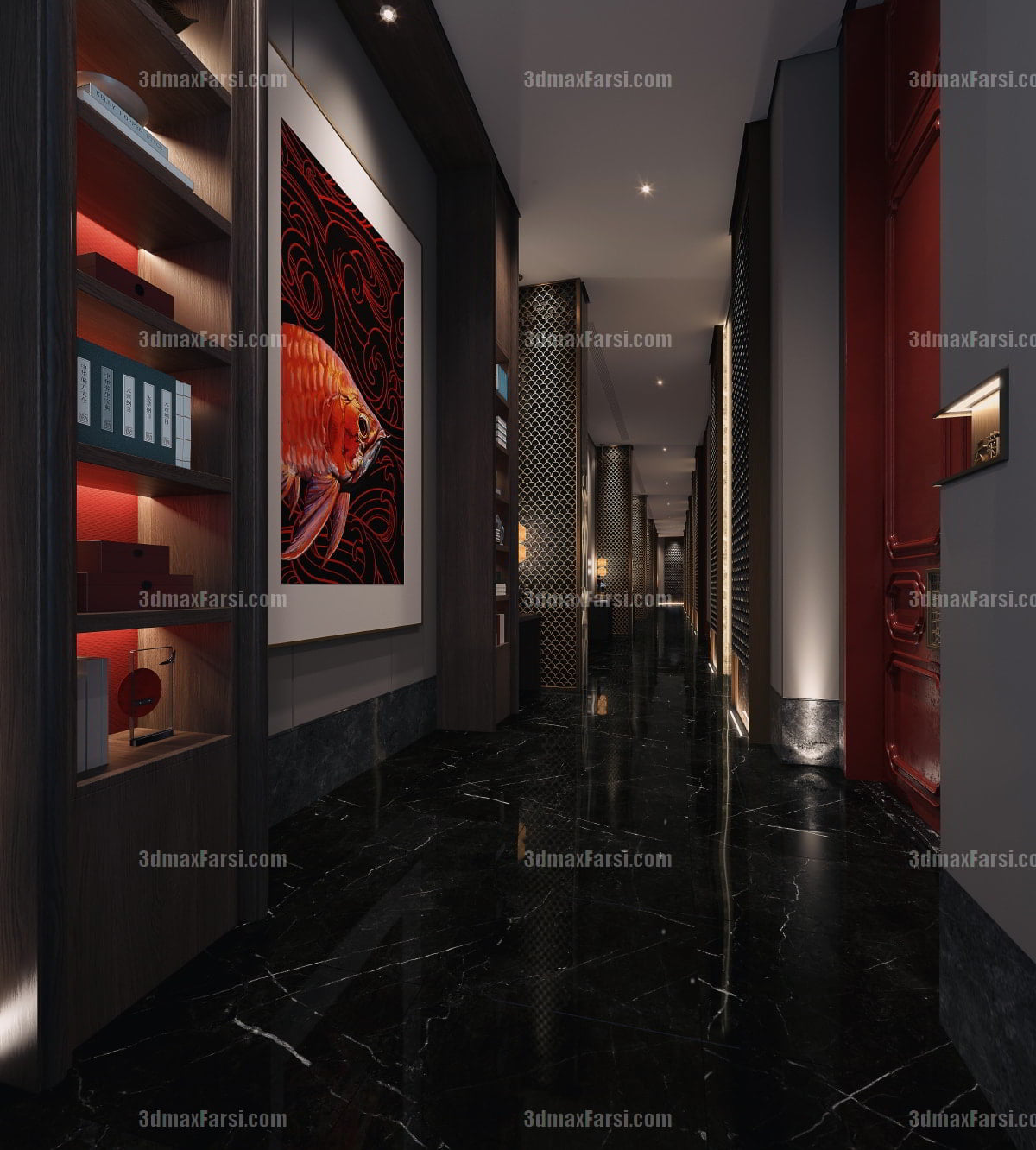 3D scene Corridor elevator interior 80