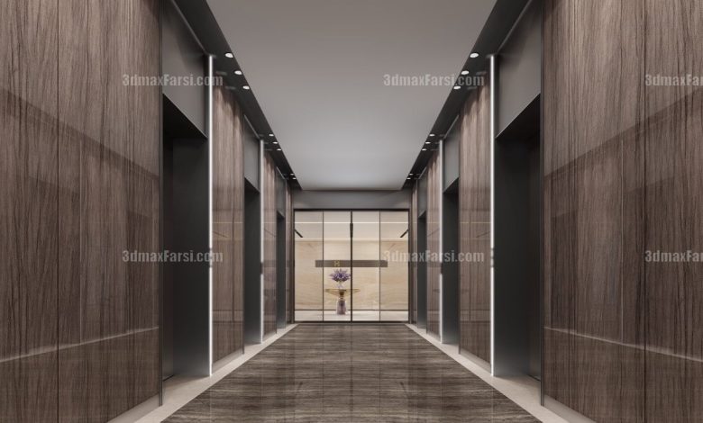 3D scene Corridor elevator interior 87