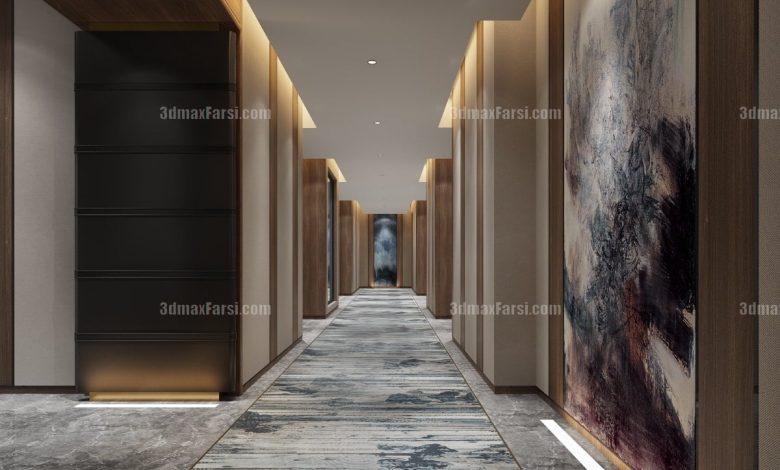 3D scene Corridor elevator interior 90