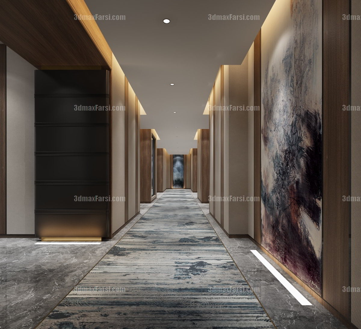 3D scene Corridor elevator interior 90