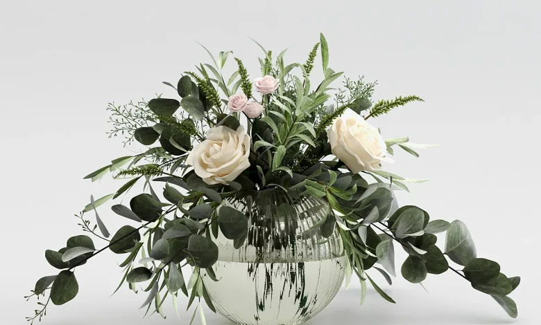 3dsky - Bouquet of roses and grass 3ds max download
