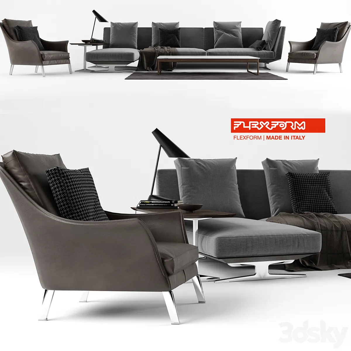 3dsky - Flexform Set 02 Evergreen Sofa
