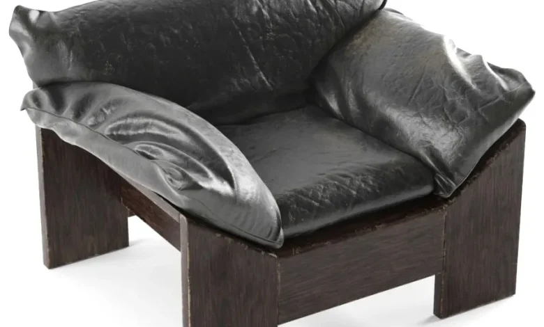 Leolux Dutch Oak Leather Chair 1970s - 3D Model for VRay