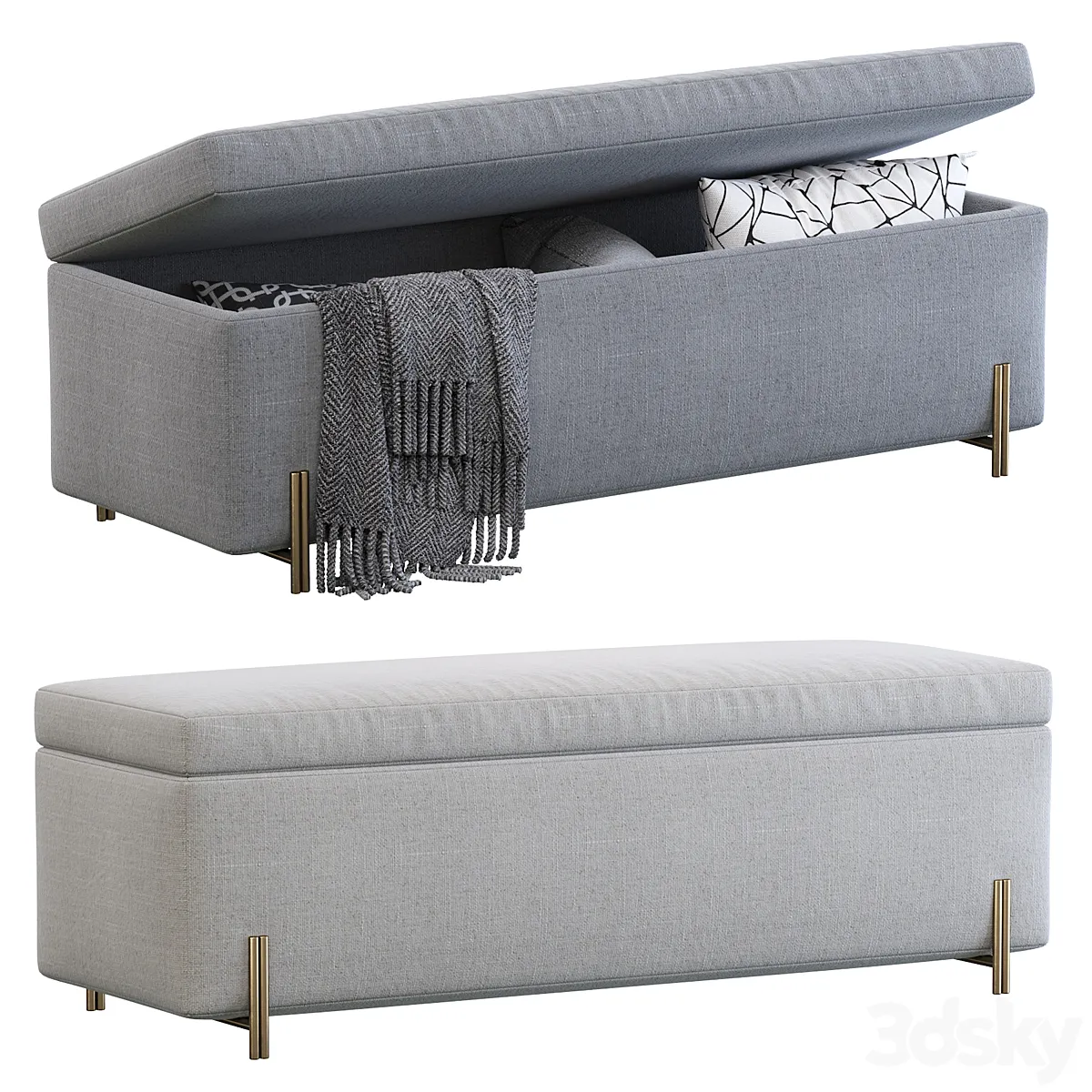 Mod Storage Bench (54 -) soft seating - 3D model