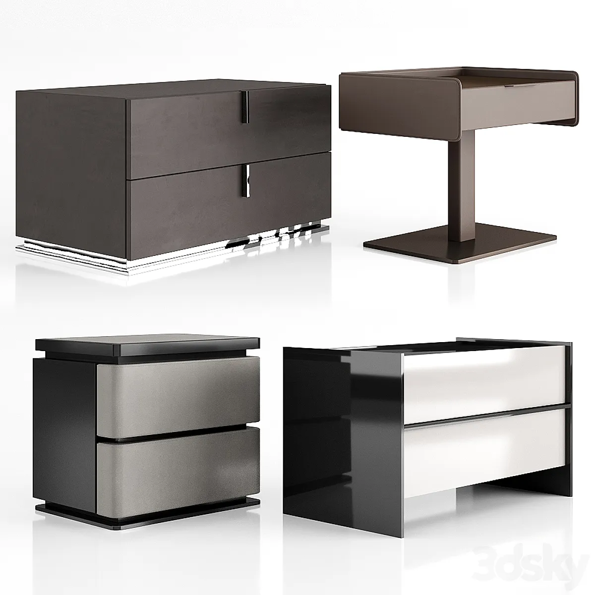 Nightstand collection - Sideboard & Chest of drawer - 3D model