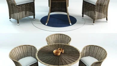 Patio Wicker - Table + Chair - 3D model