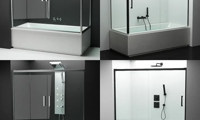 Set of shower cabins Radaway 9 + appliances - Shower - 3D model