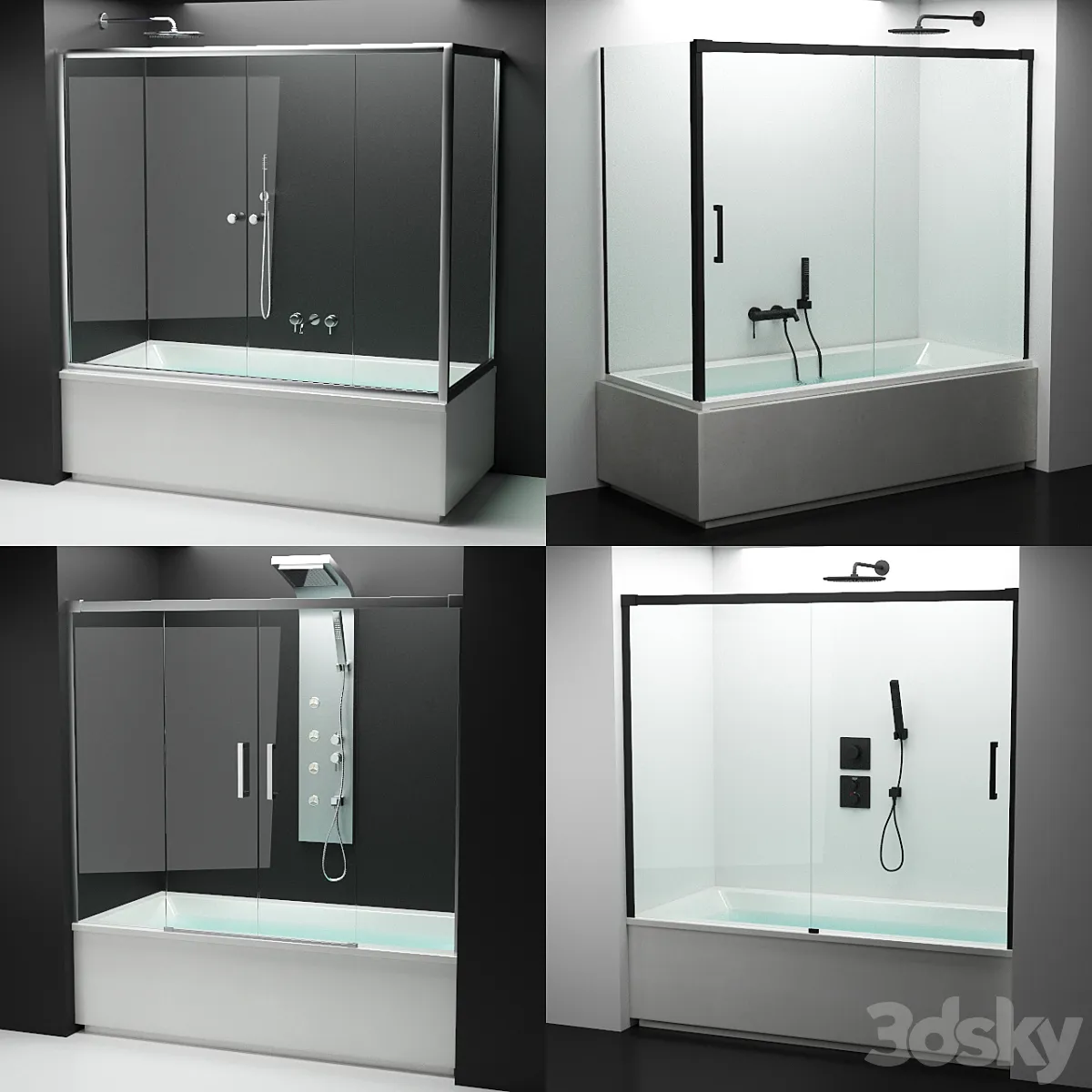 Set of shower cabins Radaway 9 + appliances - Shower - 3D model