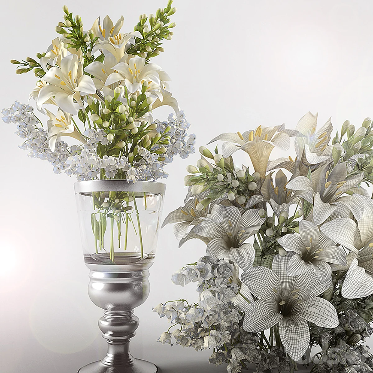 3dsky – Bouquet of lilies with lilies of the Valley