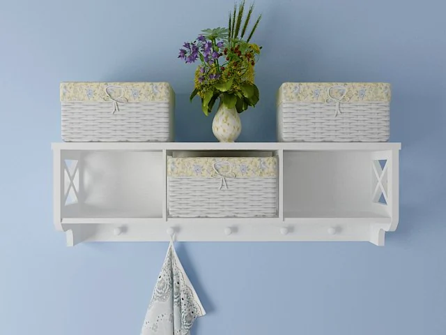 3dsky – Rattan shelf with baskets download