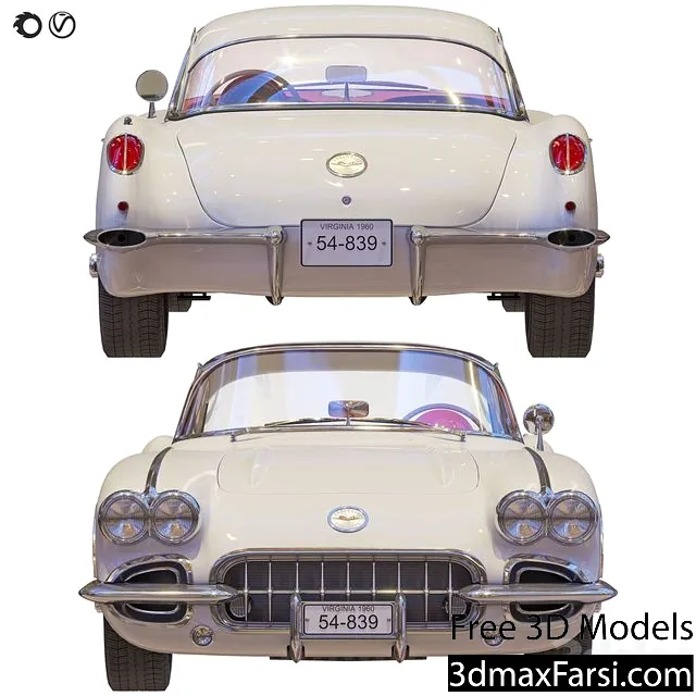 3dsky – Chevrolet Corvette Coupe 1960 With A Roof 3d models download