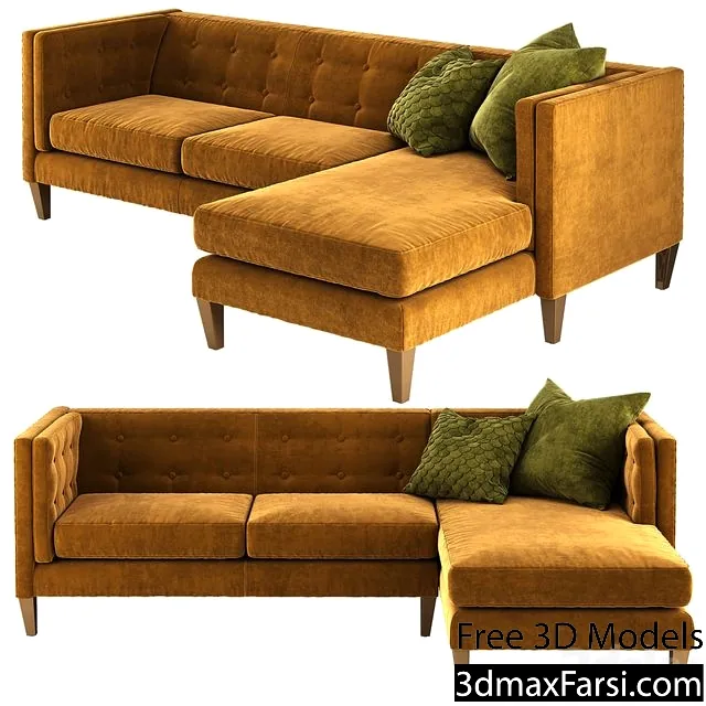 3dsky – Crate and Barrel Aidan sectional sofa 3d models download