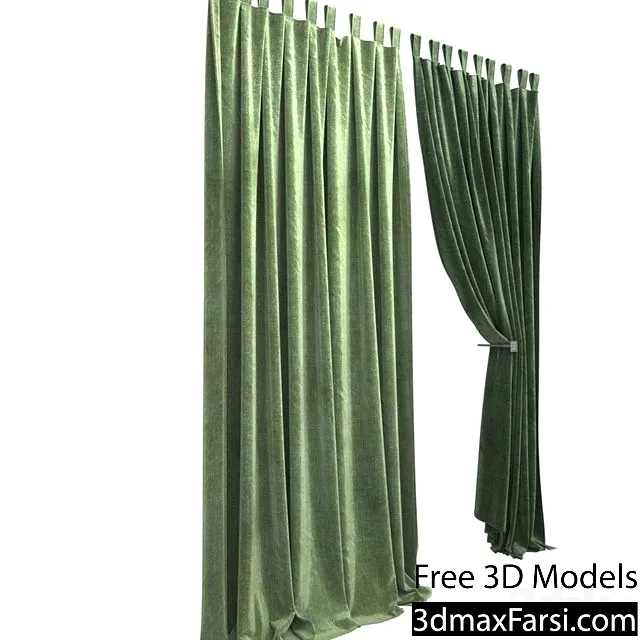 3dsky – Curtain -047 (green fabric) 3d models free