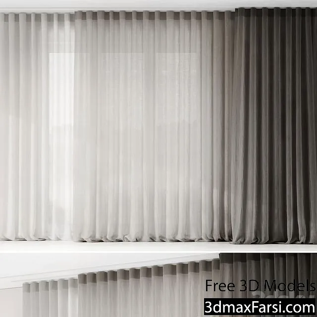 3dsky – Curtains with folds on the floor of fine linen on the ceiling cornice 3d models free