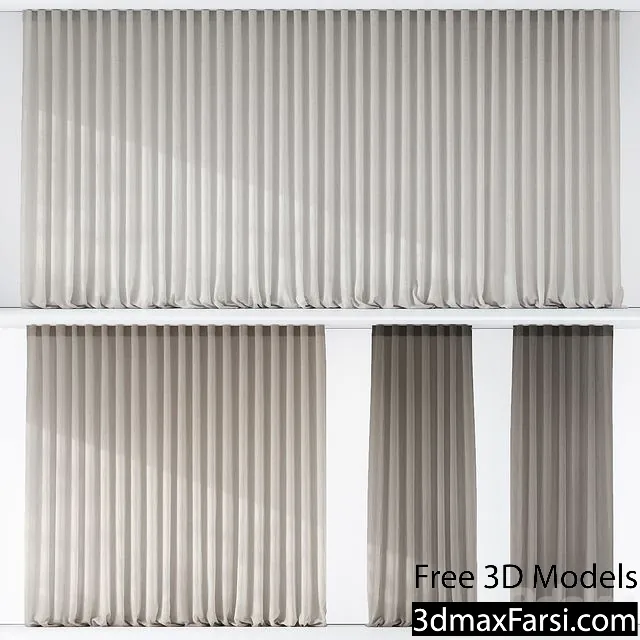 3dsky – Curtains with folds on the floor of fine linen on the ceiling cornice 3d models download