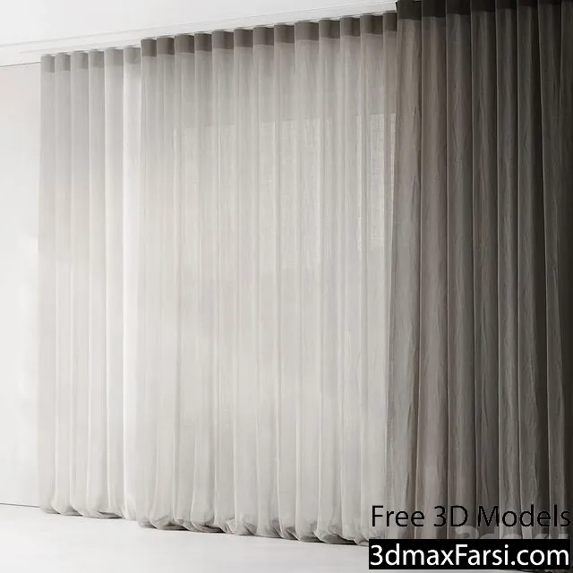 3dsky – Curtains with folds on the floor of fine linen on the ceiling cornice