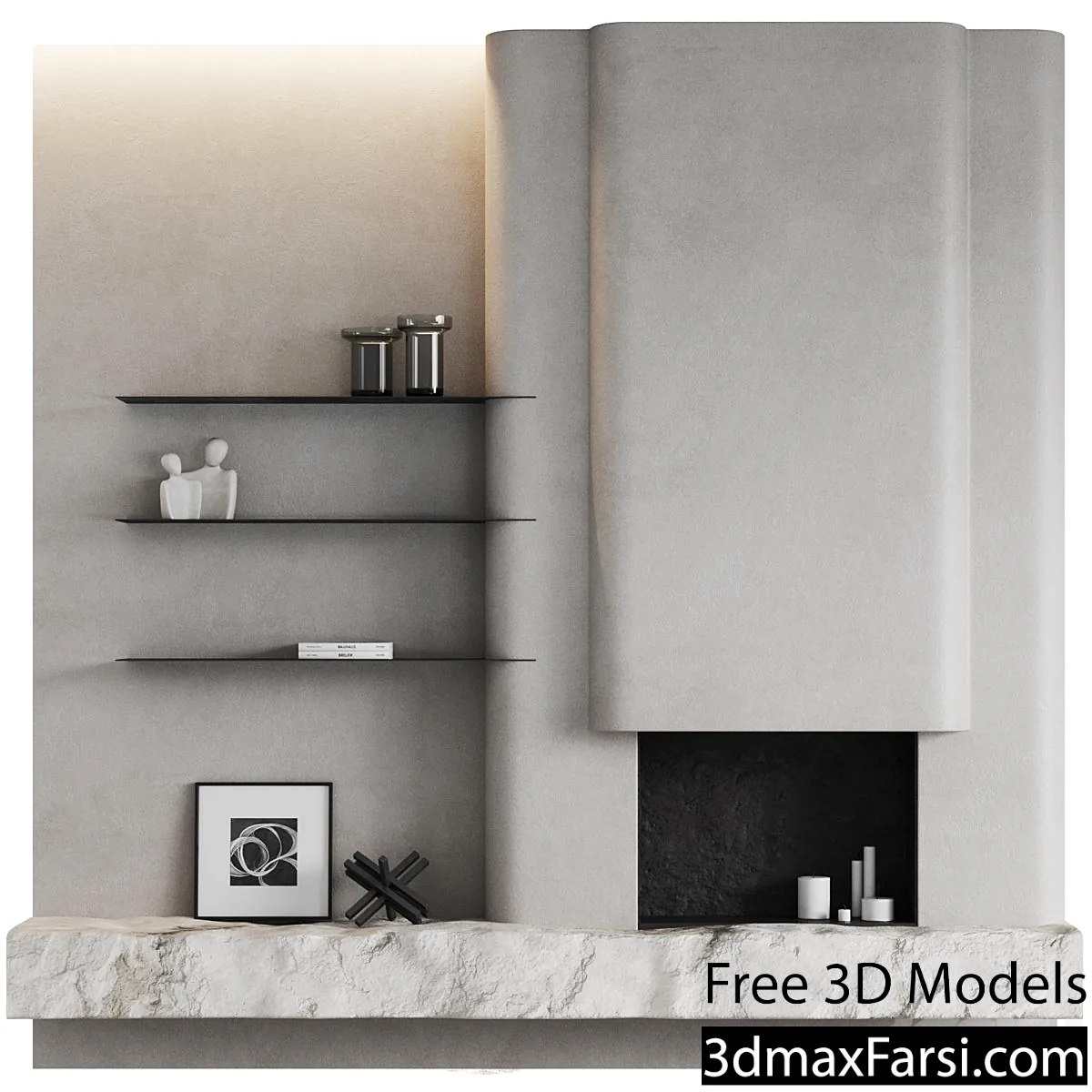 3dsky – Fireplace area Monolithic 3d models download