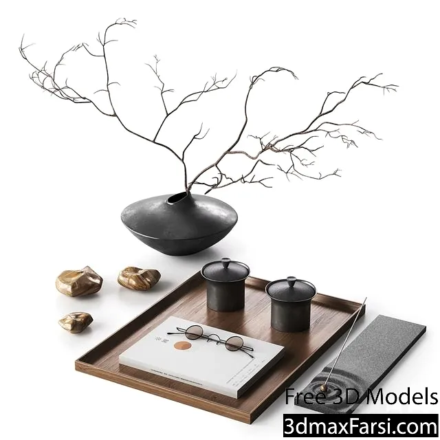 3dsky – Japandi decorative set 3d models download