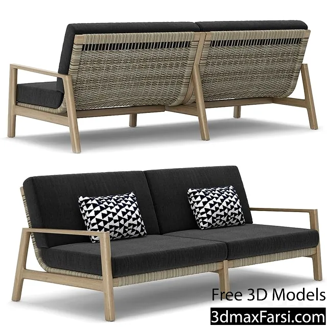 3dsky – RH Outdoor Mesa teak sofa 3d models download