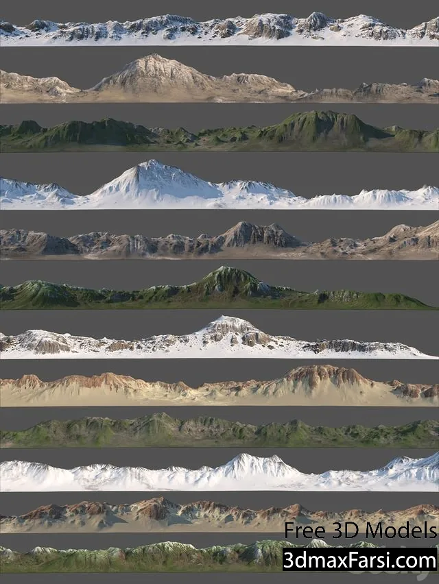 3dsky – Ring of mountains + 6 Textures 3d models