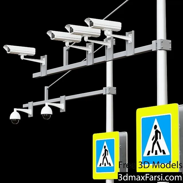 3dsky – Road elements. Fences, traffic lights, cameras, parking meters 3d