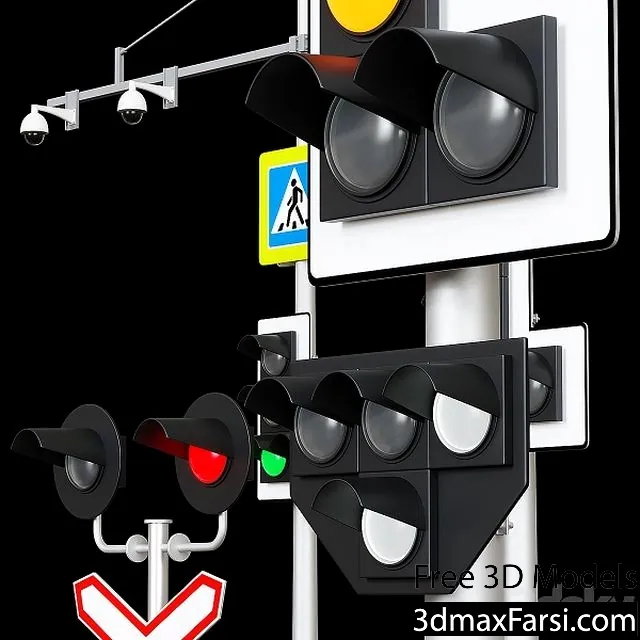 3dsky – Road elements. Fences, traffic lights, cameras, parking meters 3d models download