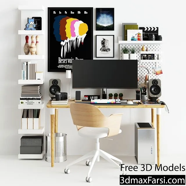 Workplace set with decor IKEA. Sk_2 3d models download