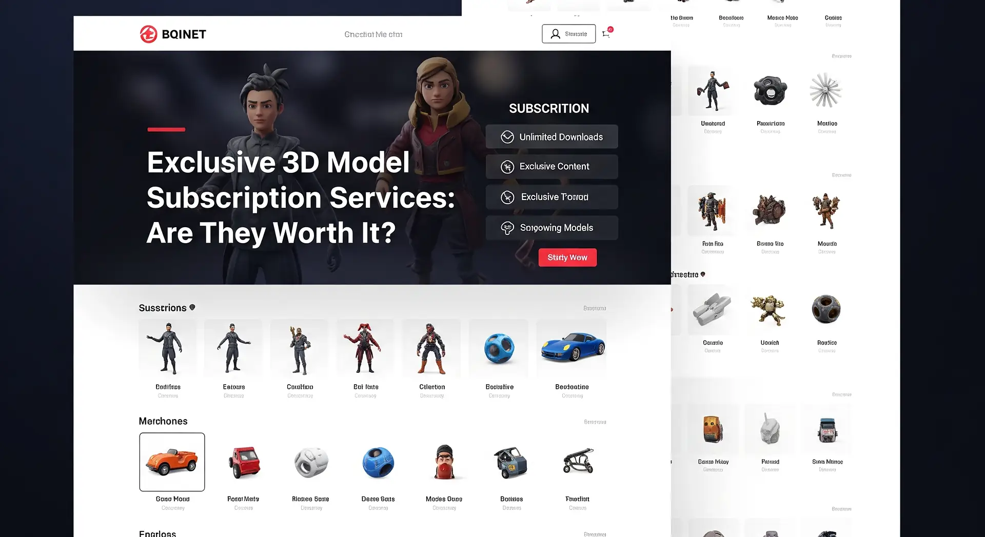Downloadable 3D model packs with premium assets