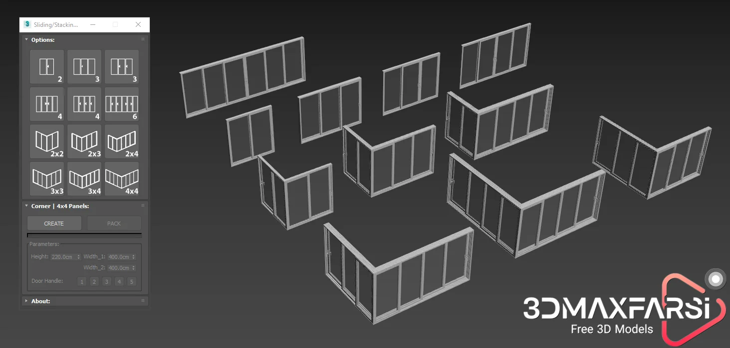 Sliding / Stacking Door Generator v2.0 for 3ds Max free download