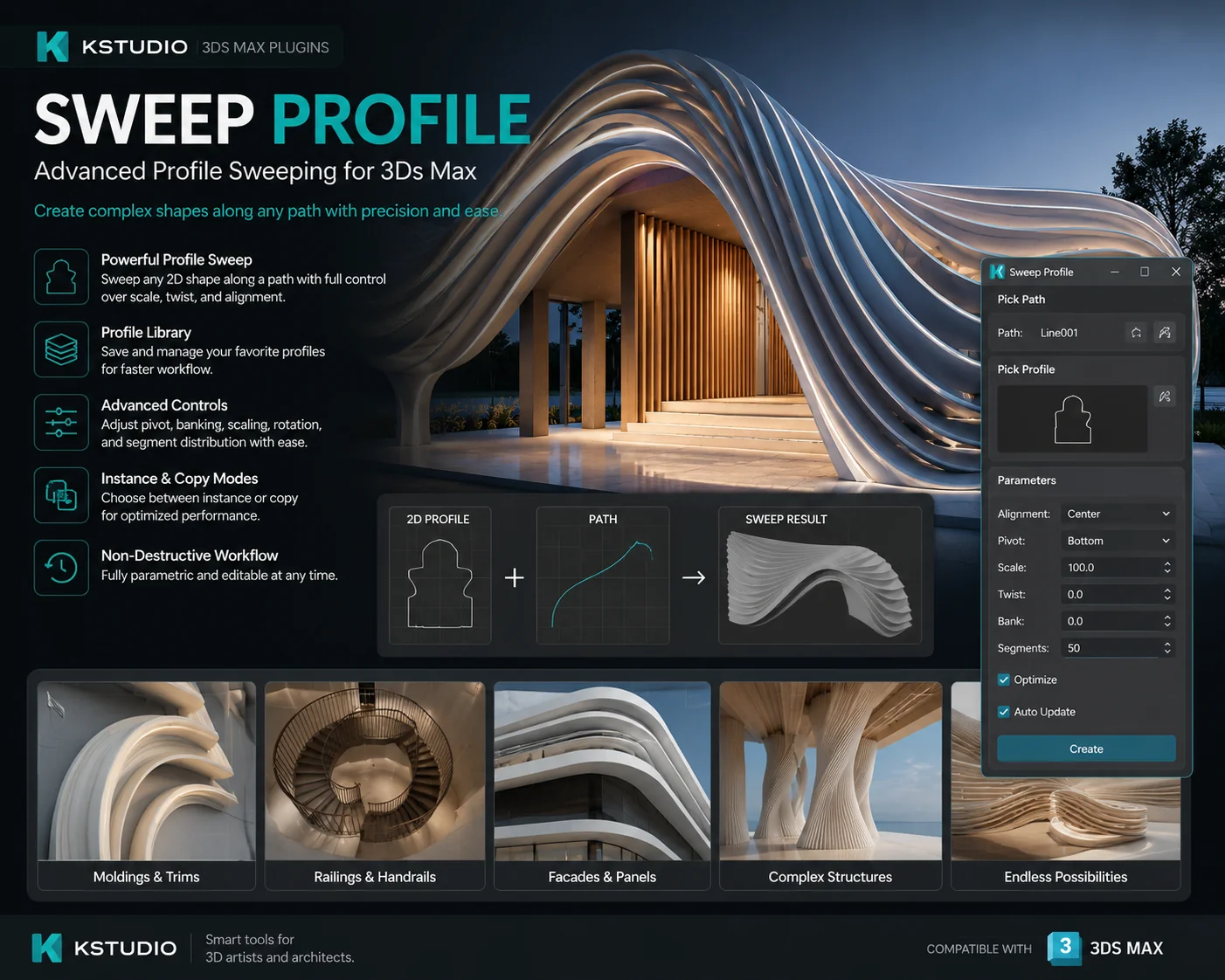 3d-kstudio - Sweep Profile Pro v1.01.45 for 3ds Max 1 3d-kstudio - Sweep Profile Pro v1.01.45 for 3ds Max free download