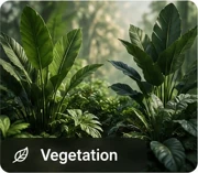 Vegetation 3d models: Trees, shrubs, flowers and indoor plants.