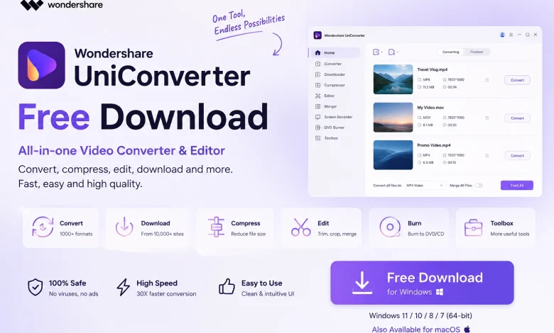 Wondershare UniConverter 17.4.7.651 Free Download for PC & Mac